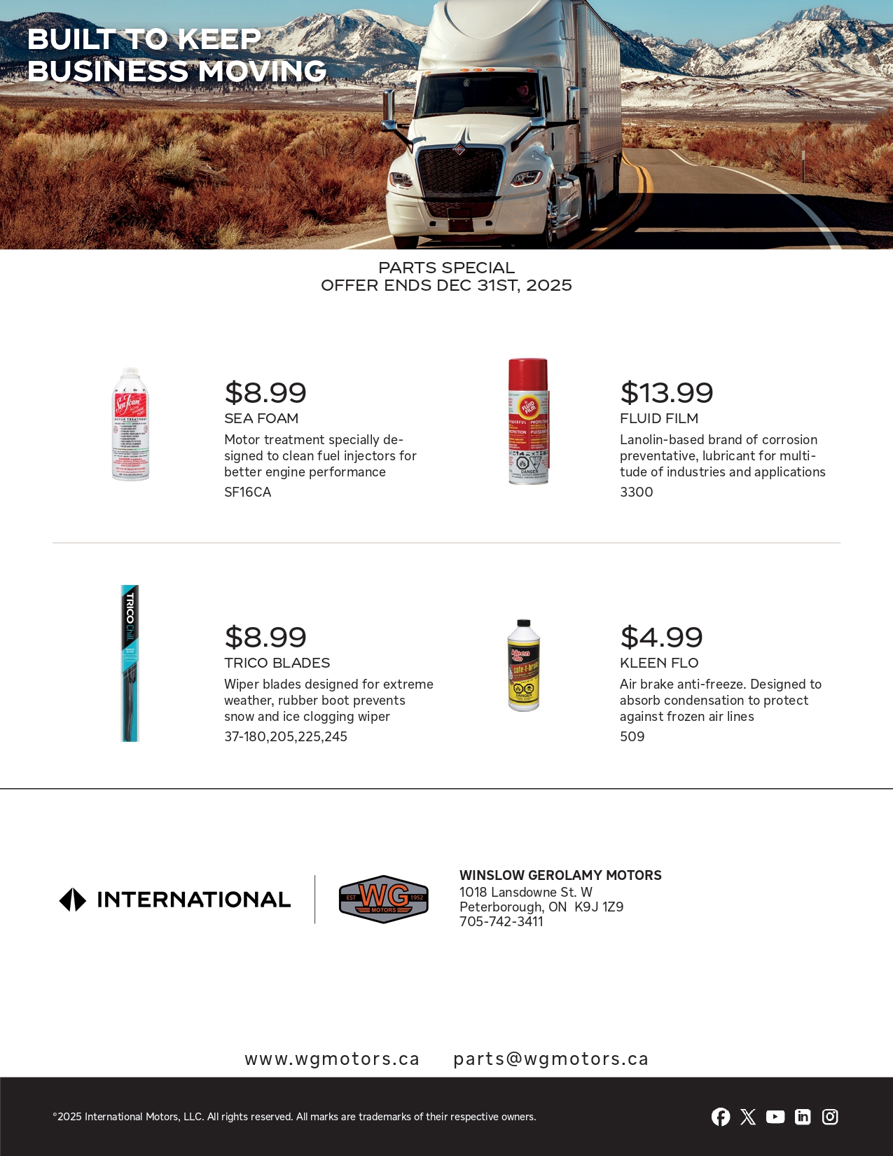 Parts promo -fluids, blades and more